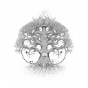 A whimsical tree of life design with each branch representing the growth and love of each child tattoo design idea