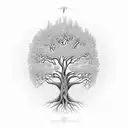 A whimsical tree of life design with each branch representing the growth and love of each child tattoo design idea