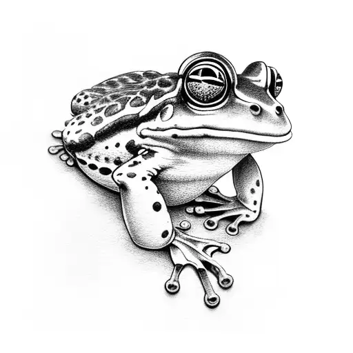 frog holding a gun tattoo design idea