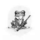 frog holding a gun tattoo design idea
