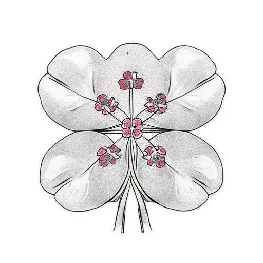 4 leaf clover with a pink ribbon tattoo design idea