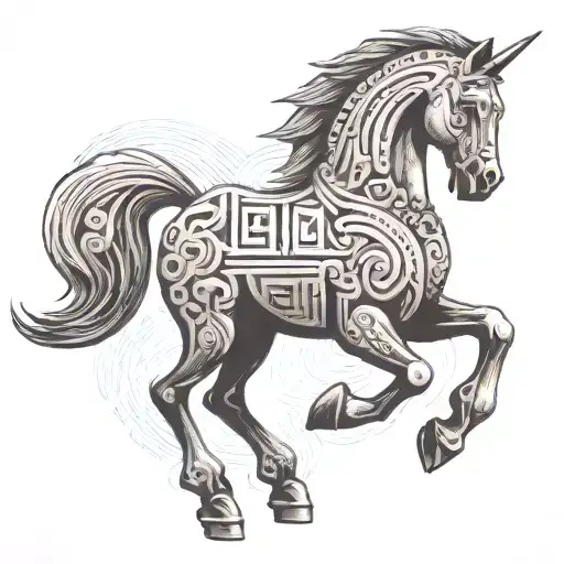 Trojan Horse Diamond Stone tattoo design idea