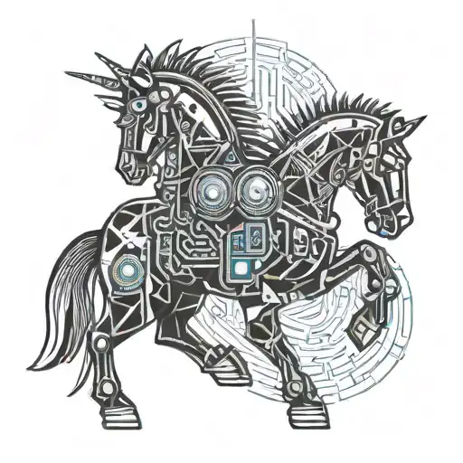 Trojan Horse jumping tattoo design idea
