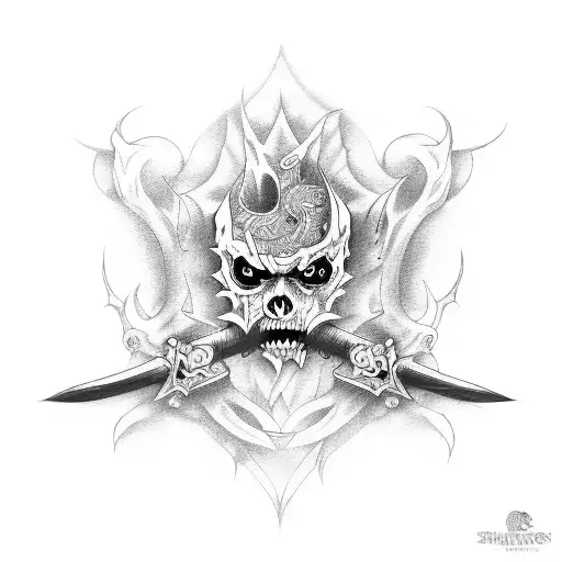 shinigami tattoo with some sword tattoo design idea