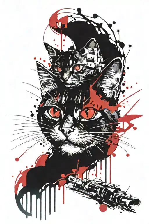 cat and cocaine shaped like tattoo design idea