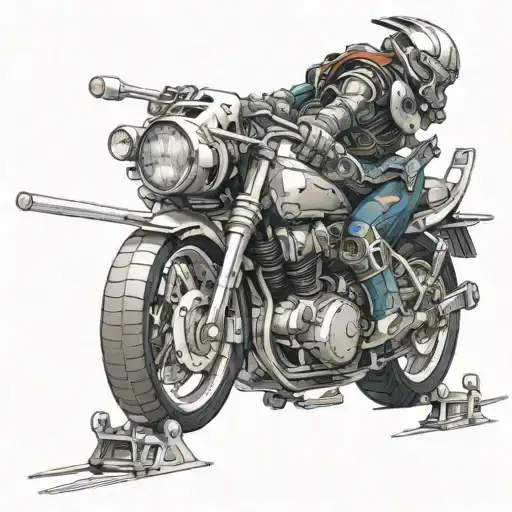 Incorporate traditional Japanese elements with a mechanic twist, such as a robotic samurai warrior working on a car engine tattoo design idea