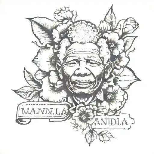 mandela with the name Poppy below it with some shading behind the text tattoo design idea
