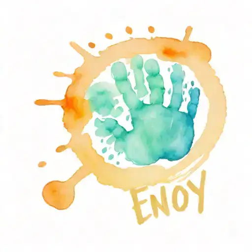 words enjoy now next to childs handprint tattoo design idea