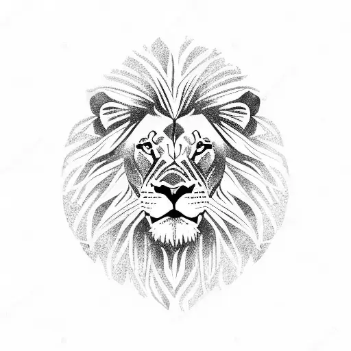 Lion with circle border.  Lion should be majestic and inspired by tribal style. tattoo design idea