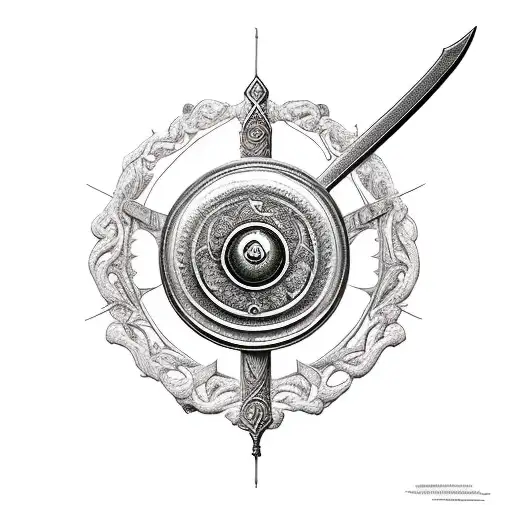 magical world of the lord of the rings: landscapes, flowers, objects, sword, bow with arrows, rings tattoo design idea