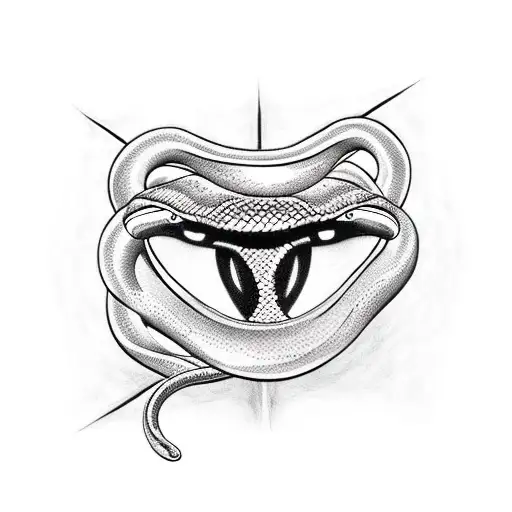 eyes with snake having text devil viper tattoo design idea