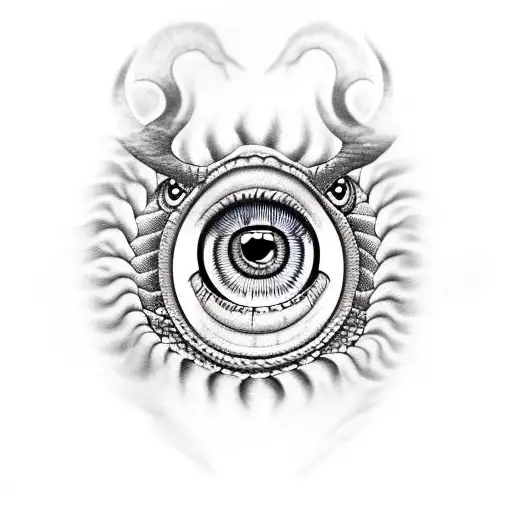 eyes with snake having text devil viper tattoo design idea