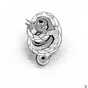 eyes with snake having text devil viper tattoo design idea