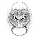 eyes with snake having text devil viper tattoo design idea