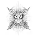 eyes with snake having text devil viper tattoo design idea