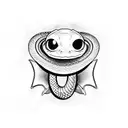 eyes with snake having text devil viper tattoo design idea