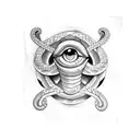 eyes with snake having text devil viper tattoo design idea