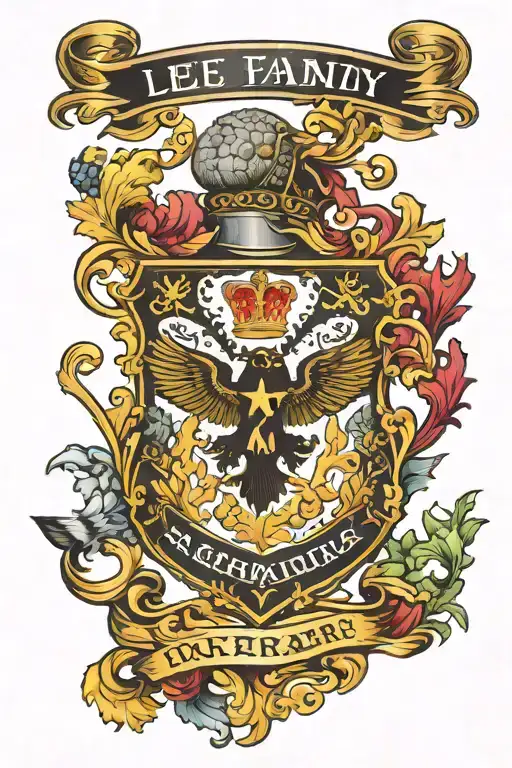 lee family crest with the isle of Arran, Scotland and Maryland, USA tattoo design idea