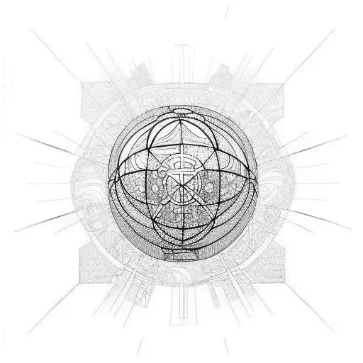 a sphere containing two opposite worlds tattoo design idea