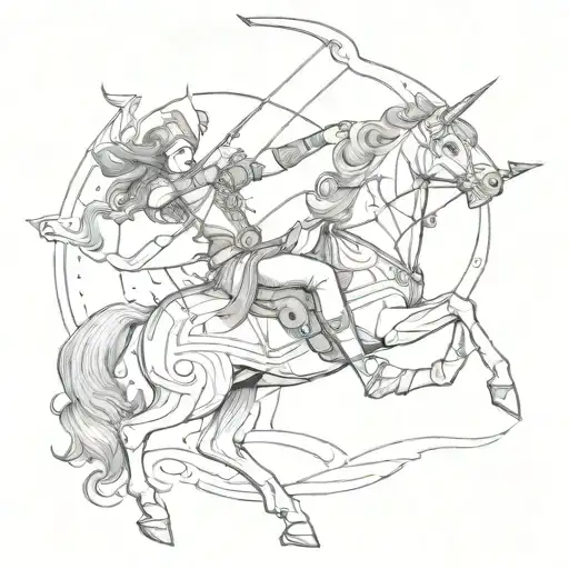 Sagittarius archer riding tattoo design idea