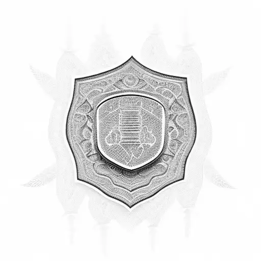 Create a design featuring a police badge with intricate patterns inspired by Cambodian art tattoo design idea