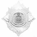 Create a design featuring a police badge with intricate patterns inspired by Cambodian art tattoo design idea