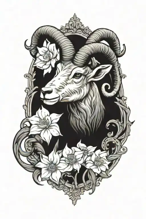 aries zodiac sign daffodils tattoo design idea