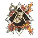 triangle on fire with aries constellation intertwined tattoo design idea