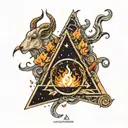triangle on fire with aries constellation intertwined tattoo design idea