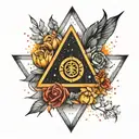 triangle on fire with aries constellation intertwined tattoo design idea