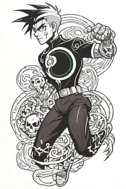 danny phantom going ghost tattoo design idea