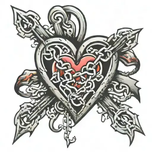 broken heart,hate,love binding chains of addiction , Love tattoo design idea