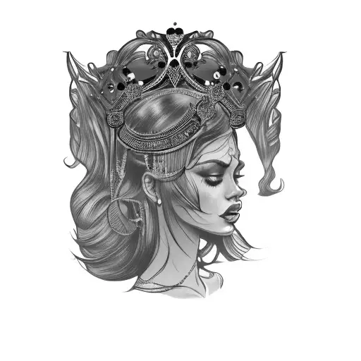 a woman with a tiara on her head tattoo design idea