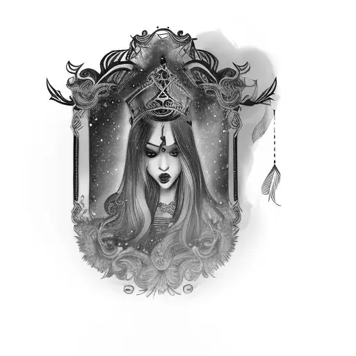 a woman with a tiara on her head tattoo design idea