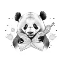 Panda with a letter A tattoo design idea