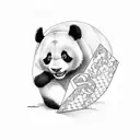 Panda with a letter A tattoo design idea