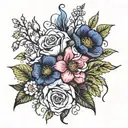 a flower bouquet with birth flowers for March  April May August October and November  tattoo design idea