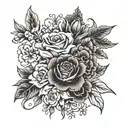 a flower bouquet with birth flowers for March  April May August October and November  tattoo design idea