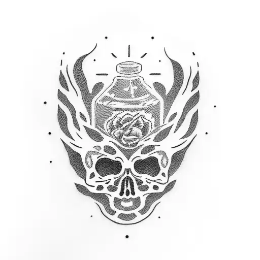 muerte con alcohol tattoo design idea
