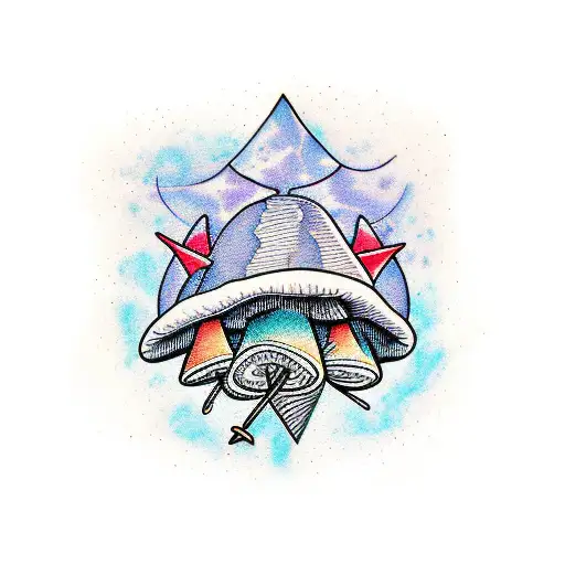 interstellar mushrooms arrow  tattoo design idea