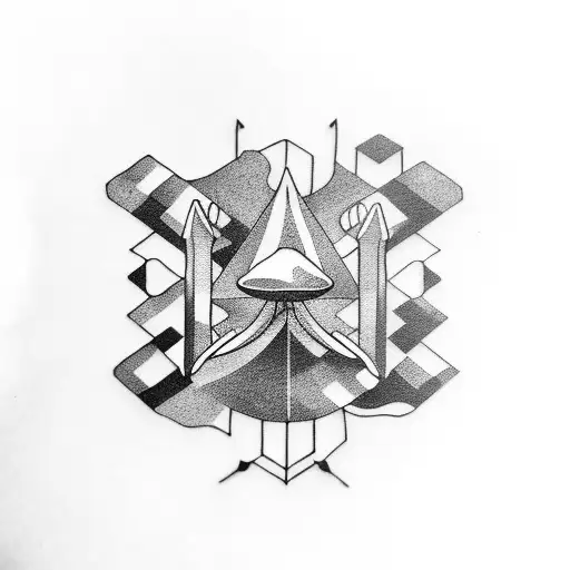 interstellar mushrooms arrow  tattoo design idea