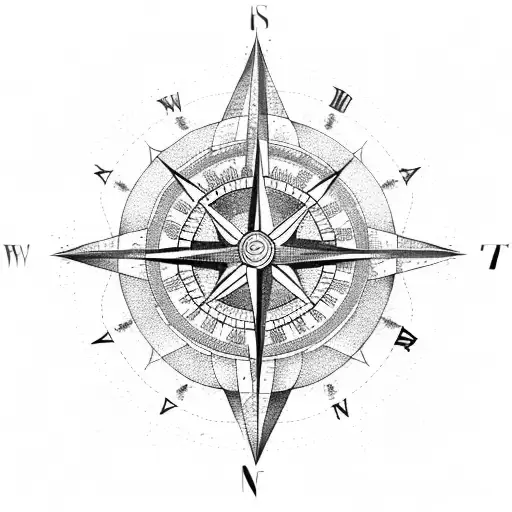 compass, sand clock and dreamcatcher tattoo design idea
