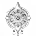 sand clock with dreamcatcher tattoo design idea