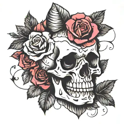Rose inside skull tattoo design idea