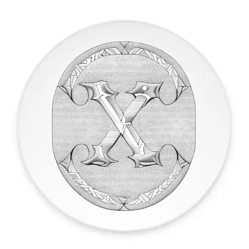 A blackwork tattoo of a weight plate with the initials 'E' and 'D' for Ella and Dad tattoo design idea