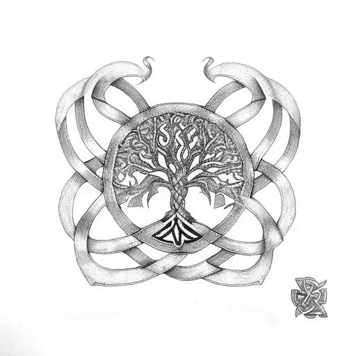 A Celtic knotwork design incorporating the tree of life or the tree of gondor tattoo design idea