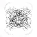 A Celtic knotwork design incorporating the tree of life or the tree of gondor tattoo design idea