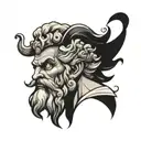 zeus with half good half evil face  tattoo design idea