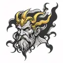 zeus with half good half evil face  tattoo design idea