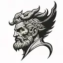 zeus with half good half evil face  tattoo design idea